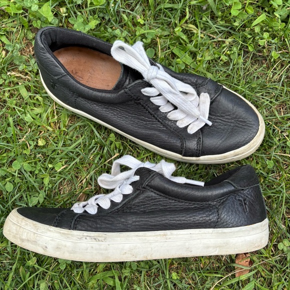 Frye Black Leather Sneakers with White Laces size 6 - Picture 1 of 8